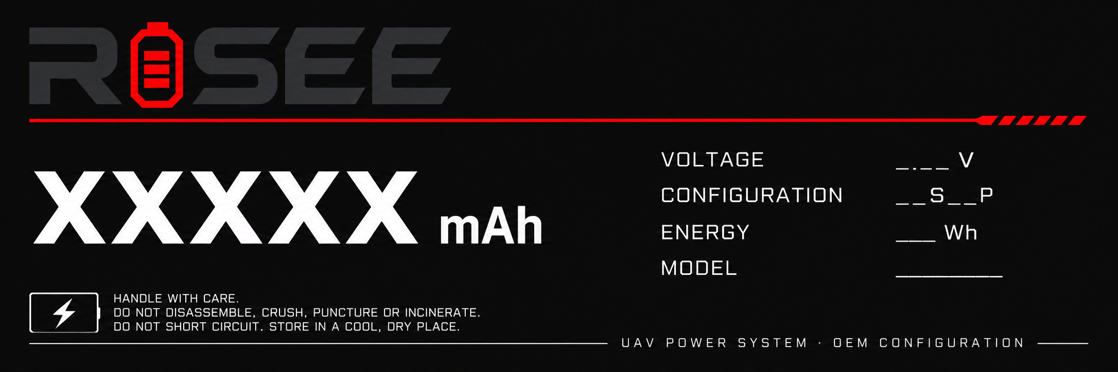 RISEE Energy editable OEM UAV battery label concept
